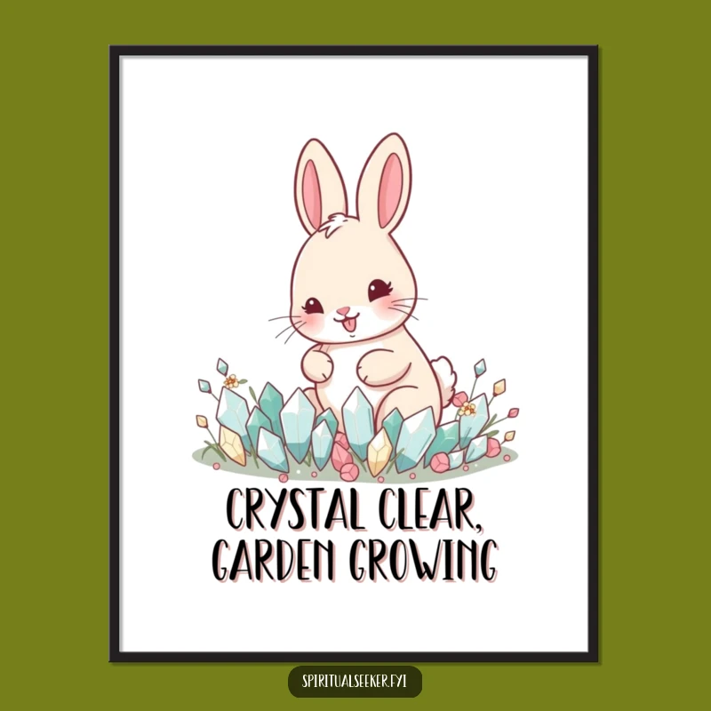 Free Printable Wall Art: Rabbit Crystal Garden, Funny Downloadable Decor