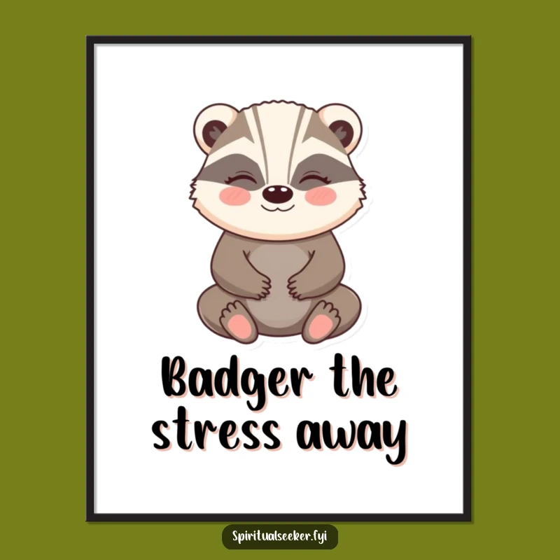 Funny Free Printable Badger Wall Art: Peaceful Meditation, Downloadable Art for Decor
