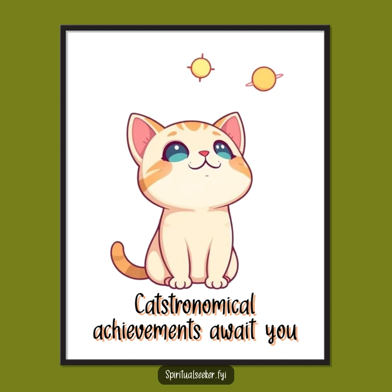 Funny Free Printable Cat Wall Art - Curious Celestial Explorer Downloadable Decor