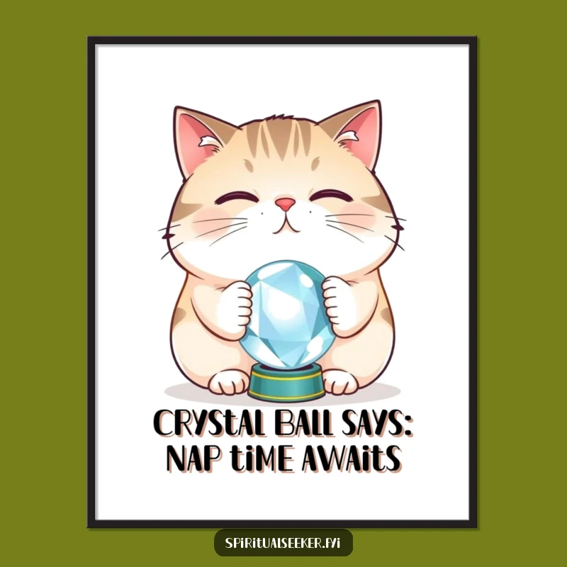 Funny Free Printable Cat Wall Art: Downloadable Crystal Ball Decor Gift