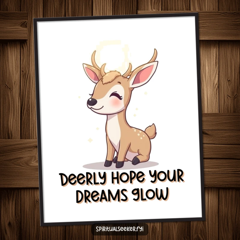 Funny Free Printable Deer Wall Art: A contented deer gazing at a radiant light, bringing hopeful, downloadable wonder to your walls.