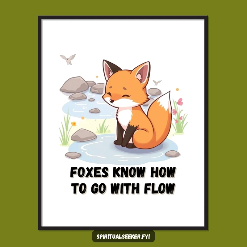 Funny Free Printable Fox Wall Art - Peaceful Stream Serenity Downloadable Decor