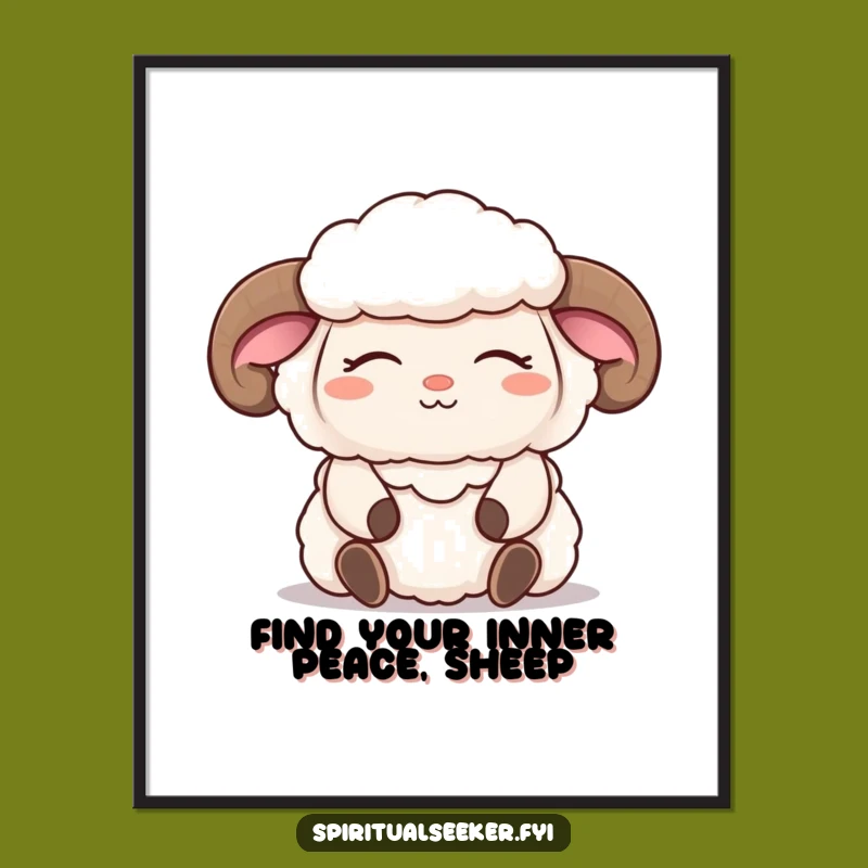 Funny Free Printable Sheep Wall Art - Meditative Zen Humor Downloadable Decor Gift