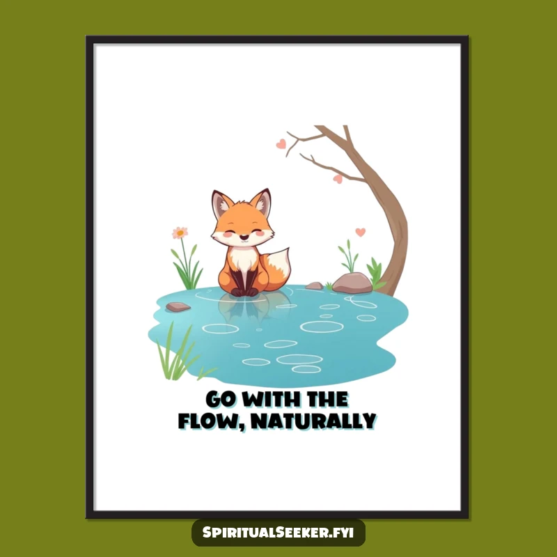 Free Printable Fox Wall Art: Serene Stream Dweller Downloadable Art for Calm