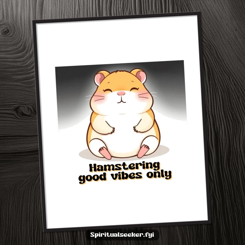 Funny Free Printable Wall Art: Meditating hamster glowing softly, embodying inner peace and quiet contemplation.