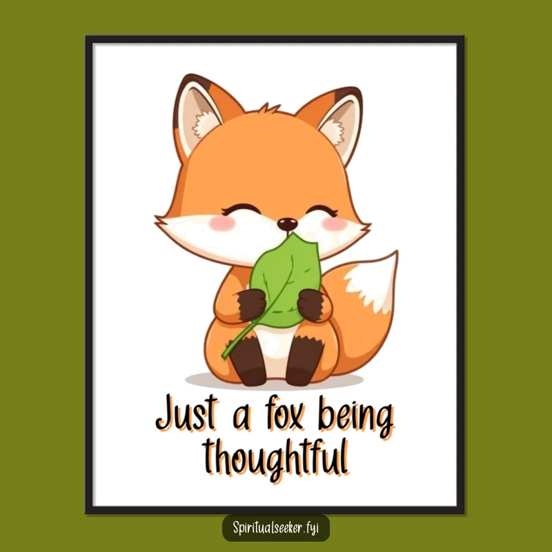 Free Printable Wall Art: Thoughtful Fox Leaf Humor Downloadable Decor