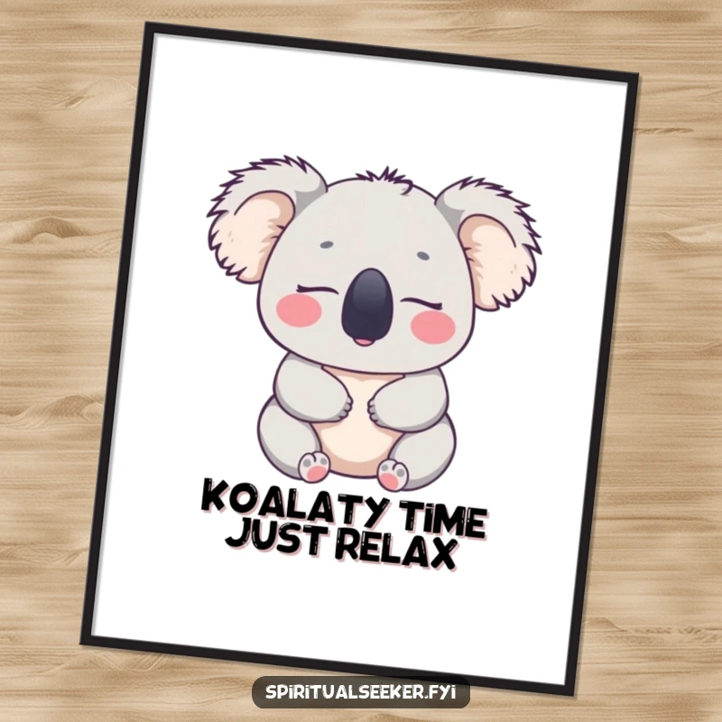Funny Free Printable Koala Wall Art, a deeply content koala with eyes closed, radiating peace and calm.