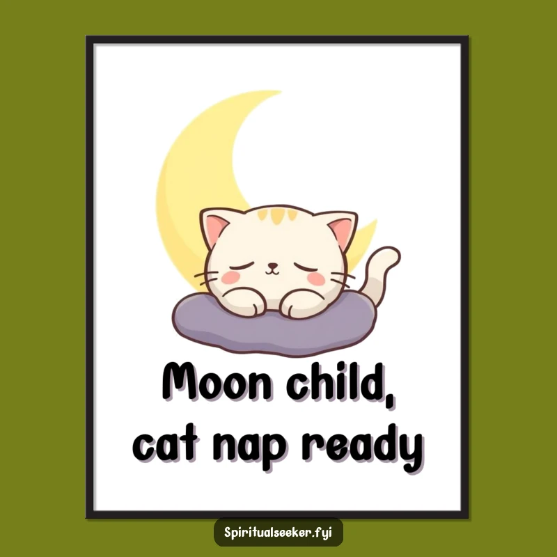 Free Printable Cat Wall Art: Moon Glow Humor, Funny Downloadable Art