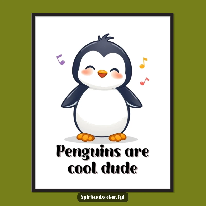 Funny Free Printable Wall Art: Cheerful Penguin for a Calm & Cozy Space