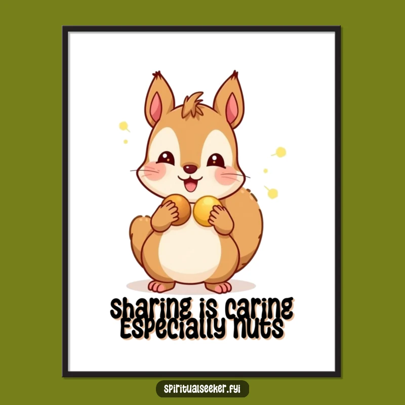 Free Printable Wall Art: Cheerful Squirrels Sharing Nuts, Funny Downloadable Art
