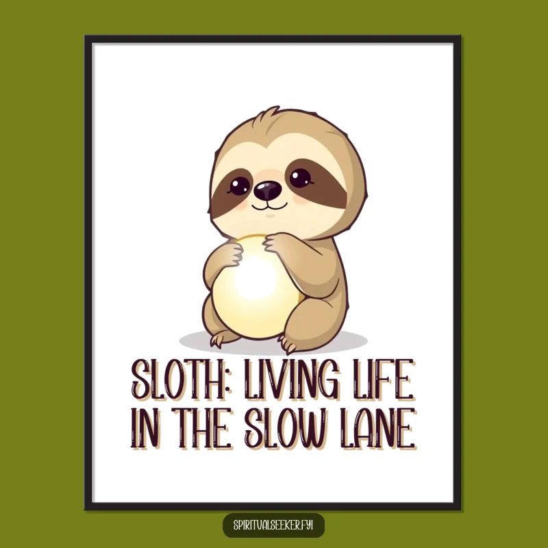 Free Printable Wall Art: Sloth Orb Funny Downloadable Art
