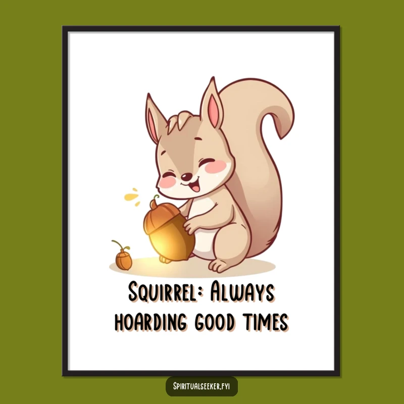 Free Printable Wall Art: Squirrel Acorn Funny Downloadable Art