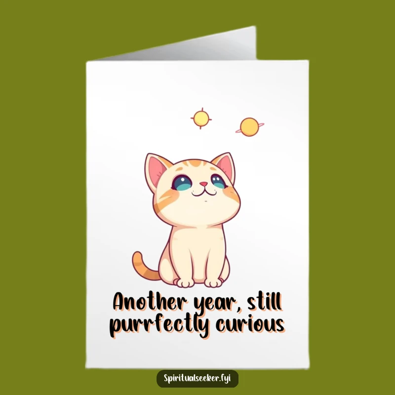 Funny Free Printable Cat Birthday Card - Curious Sky Watcher Downloadable Gift