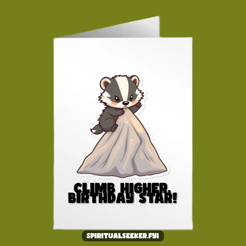 Free Printable Funny Badger Birthday Card - Mountain Climb Humor Downloadable Gift