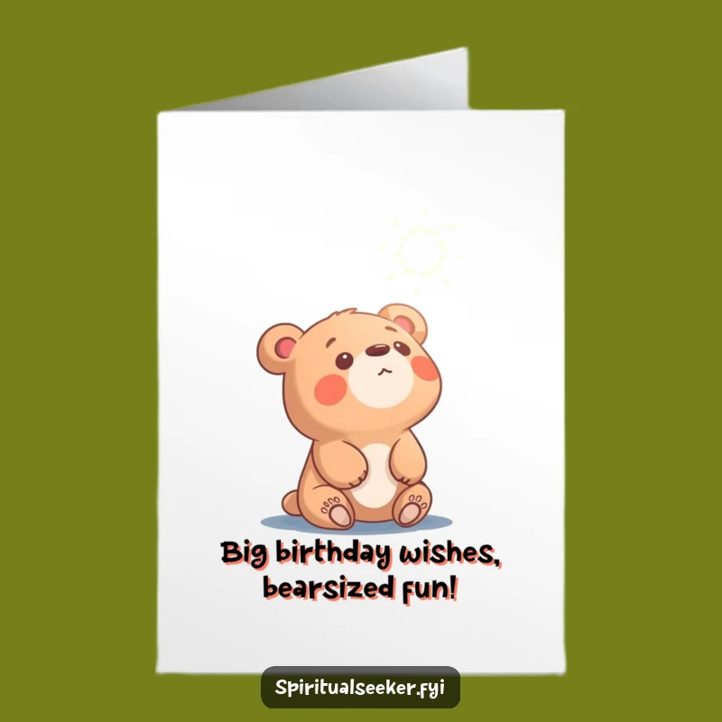 Free Printable Bear Birthday Card: Curious Cub Looking Up Downloadable Gift