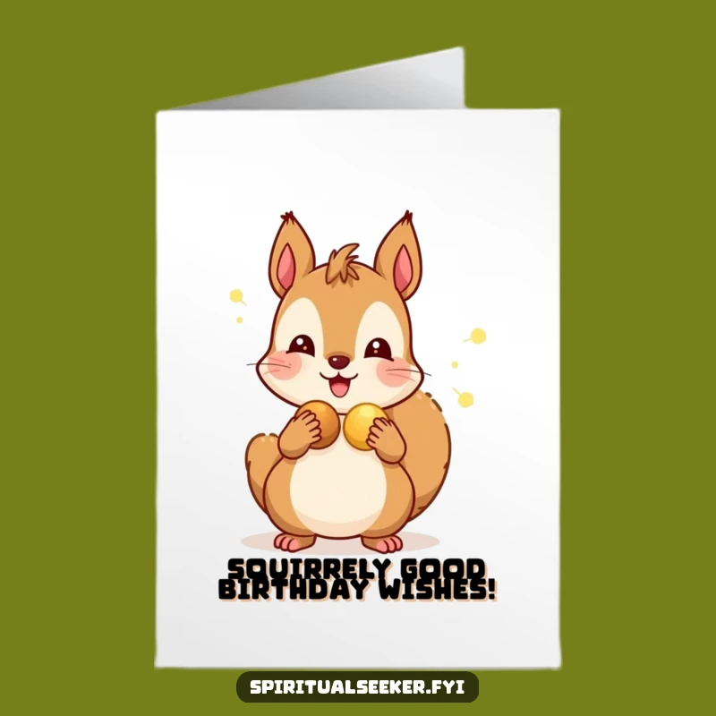 Free Printable Birthday Card: Cheerful Squirrel Sharing Nuts, Funny Downloadable Gift
