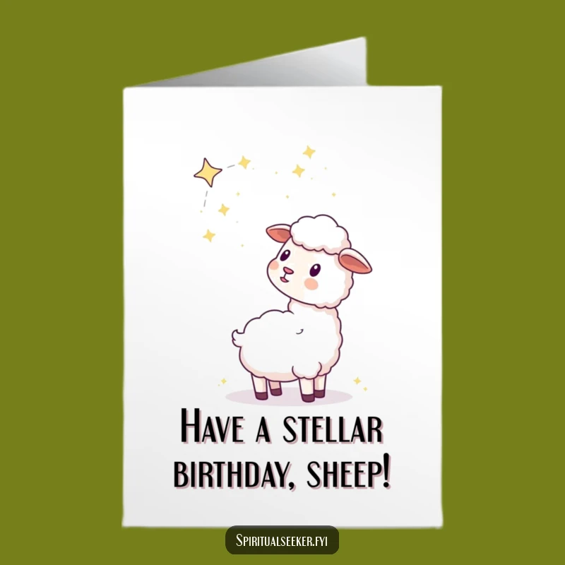 Free Printable Birthday Card: Kawaii Sheep & Stars, Dreamy Downloadable Gift