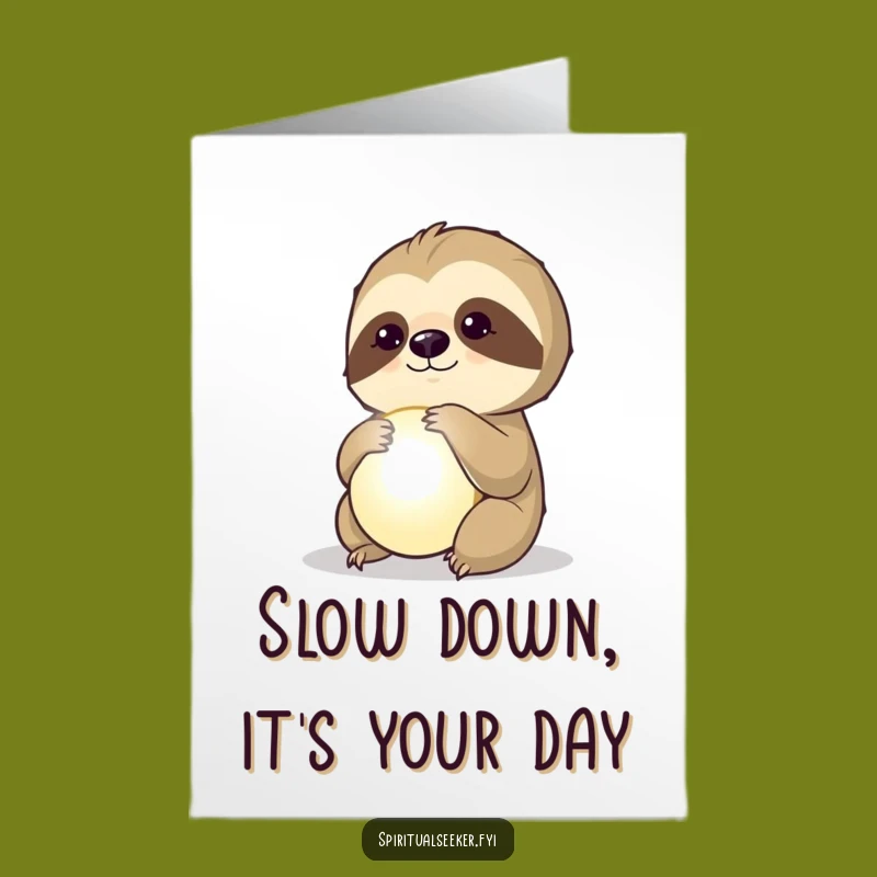 Free Printable Birthday Card: Sloth Orb Funny Downloadable Gift
