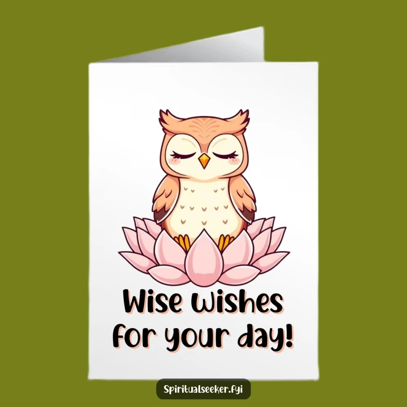 Free Printable Birthday Card: Zen Owl Meditation Funny Downloadable Gift for a Peaceful Wish