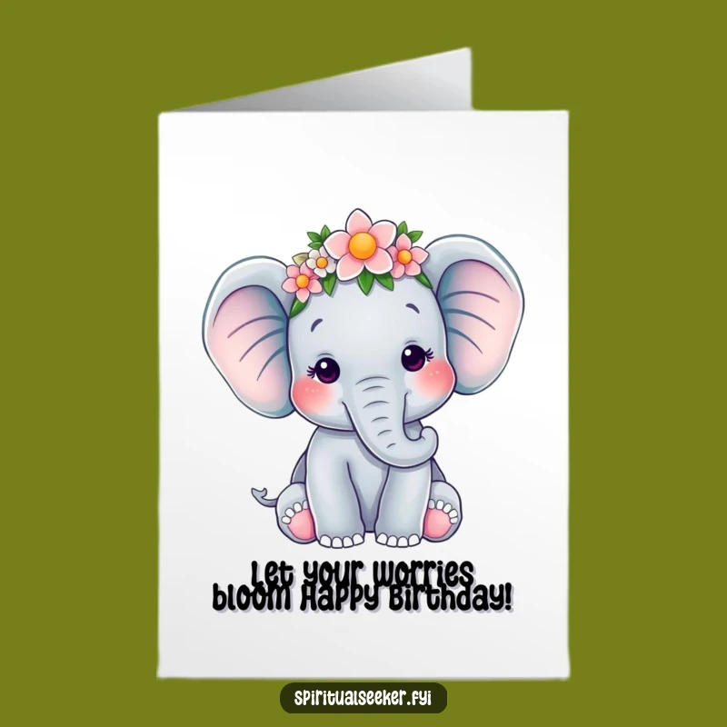 Free Printable Elephant Flower Crown Birthday Card: Funny Downloadable Gift for Her