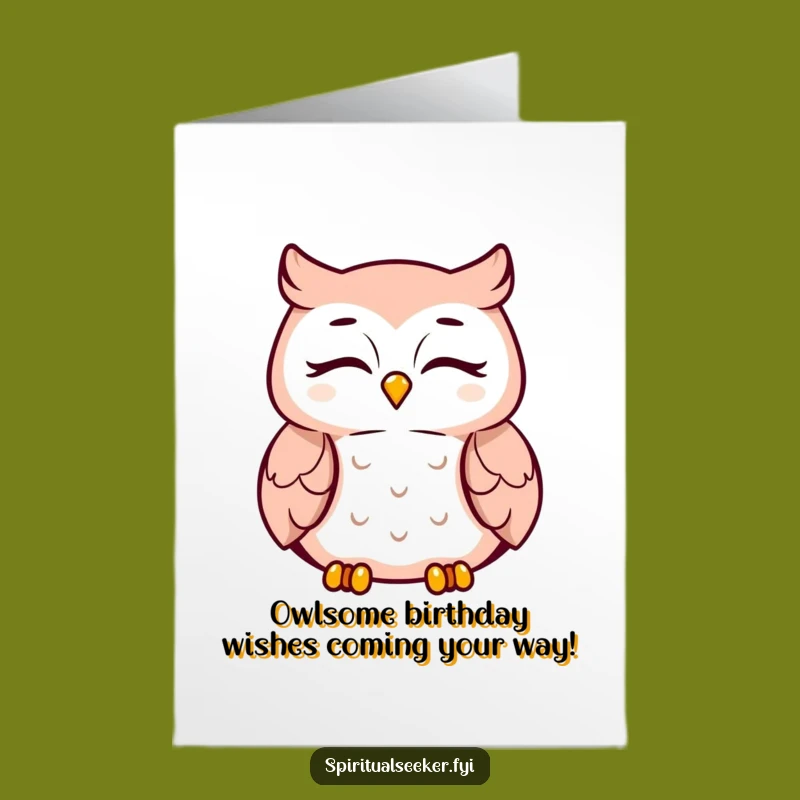 Free Printable Funny Owl Birthday Card: Meditating Bird Downloadable Gift for Laughs