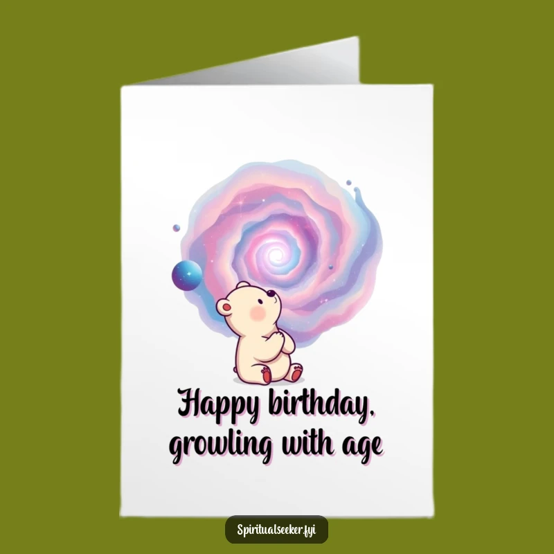 Free Printable Birthday Card: Bear Nebula, Funny Downloadable Gift for Cosmic Wishes
