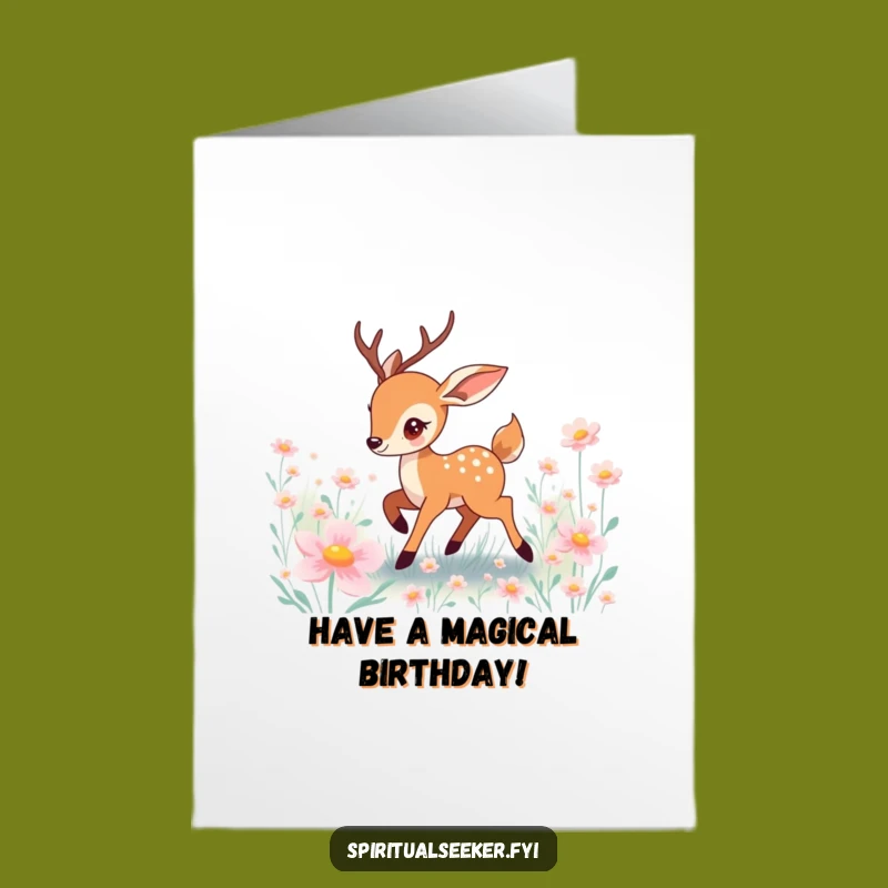 Free Printable Deer Birthday Card: Funny Prancing Deer Downloadable Gift for a Magical Celebration