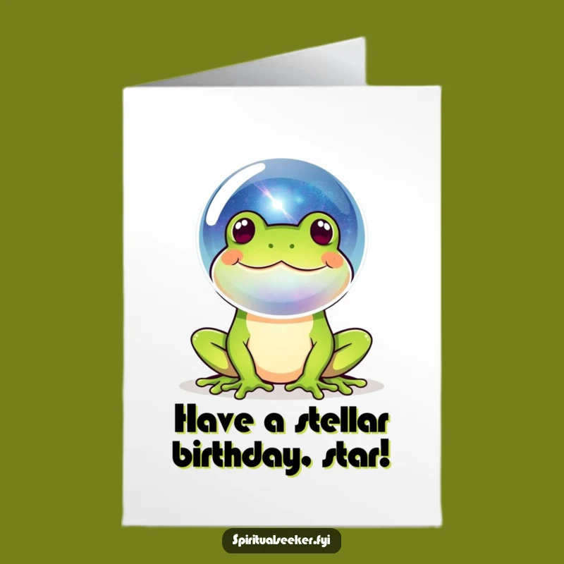 Funny Free Printable Birthday Frog Card: Downloadable Galaxy Bubble Humor Gift