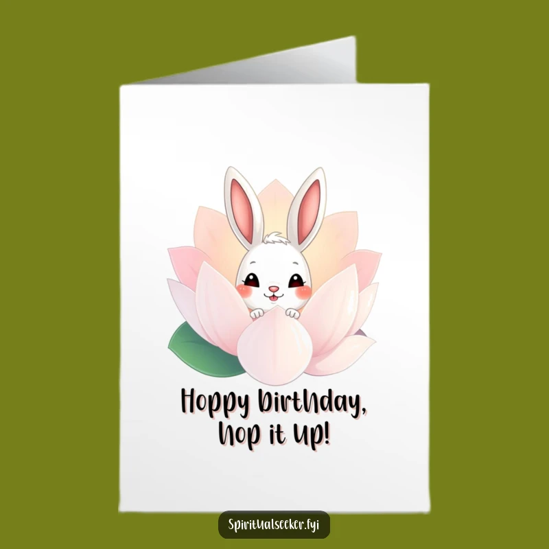 Free Printable Bunny Birthday Card: Curious Lotus Peek for a Downloadable Humorous Gift