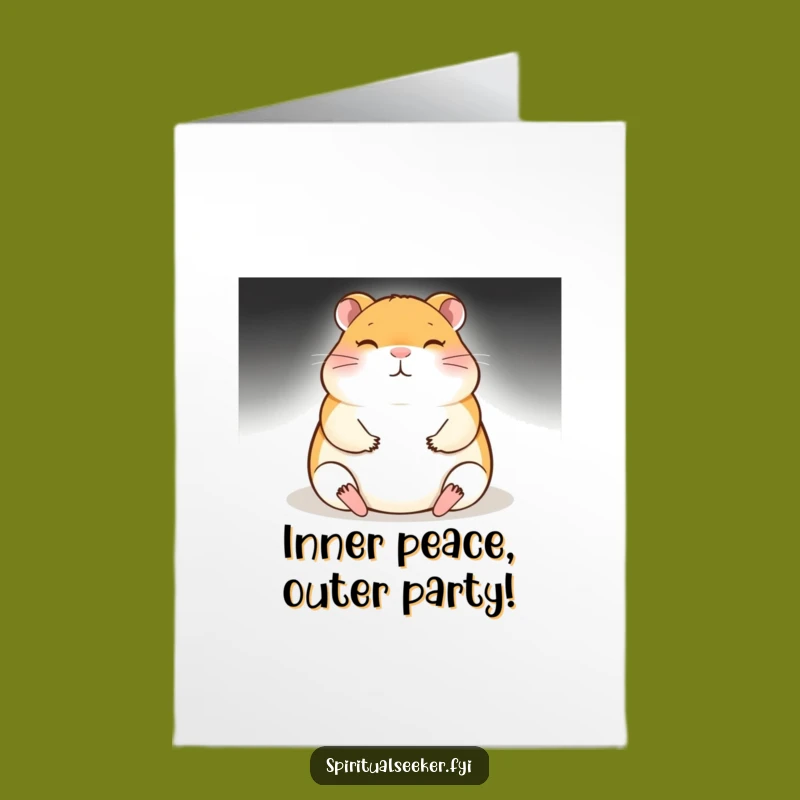 Funny Free Printable Birthday Card: Meditating Hamster wishes Happy Birthday, a Hilarious Downloadable Gift