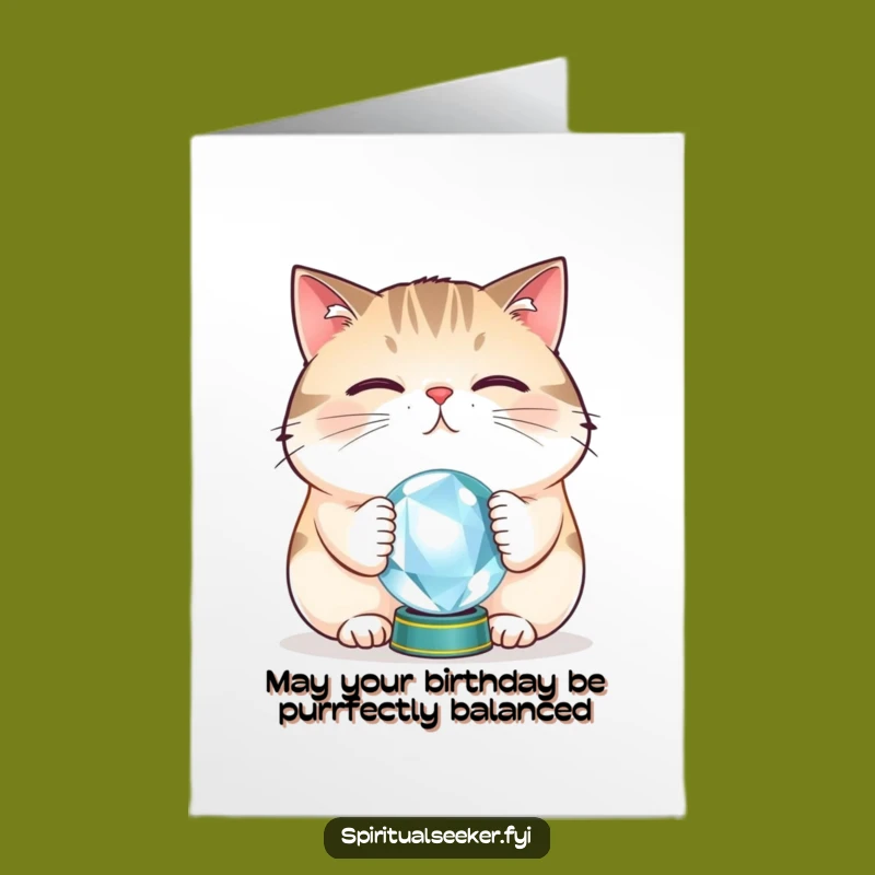 Funny Free Printable Birthday Cat Card: Downloadable Crystal Ball Humor Gift