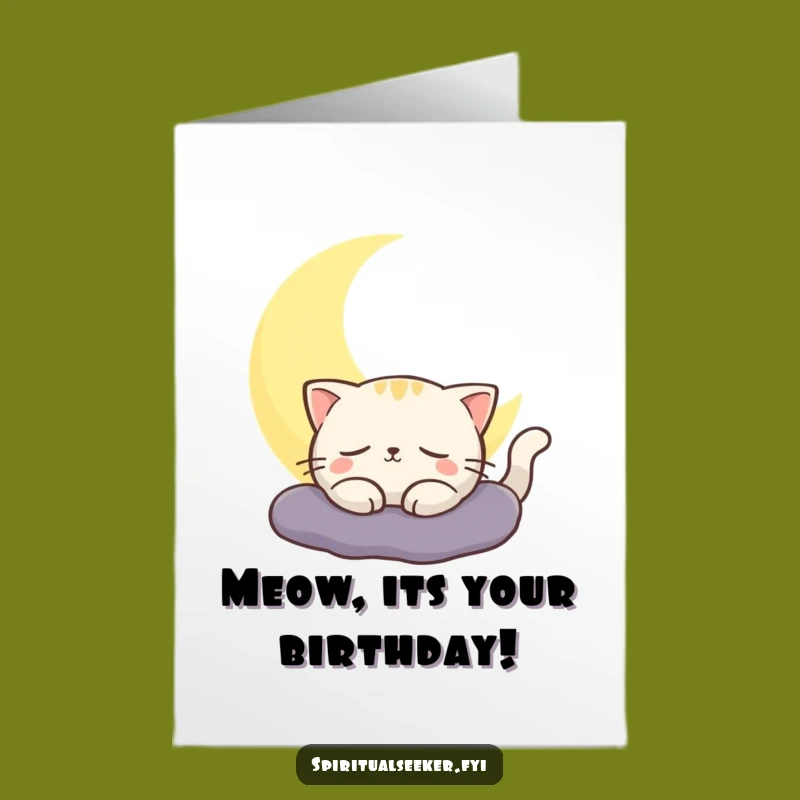Free Printable Cat Birthday Card: Moon Glow Humor, Funny Downloadable Gift