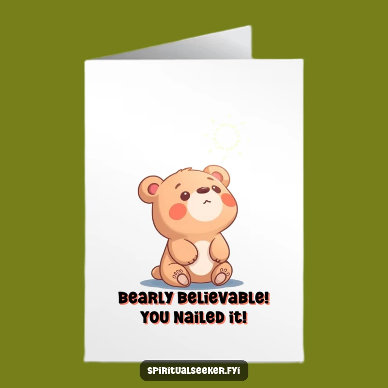 Free Printable Bear Congrats Card: Curious Cub Awed Downloadable Gift for Success