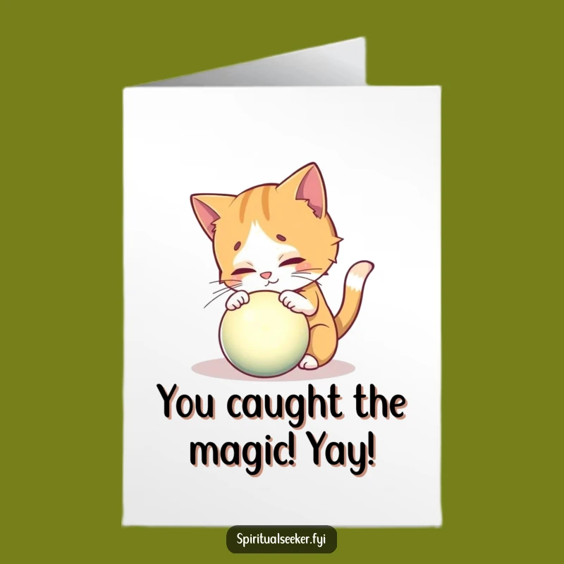 Free Printable Congrats Card: Curious Cat Orb, Humorous Downloadable Gift for Big News
