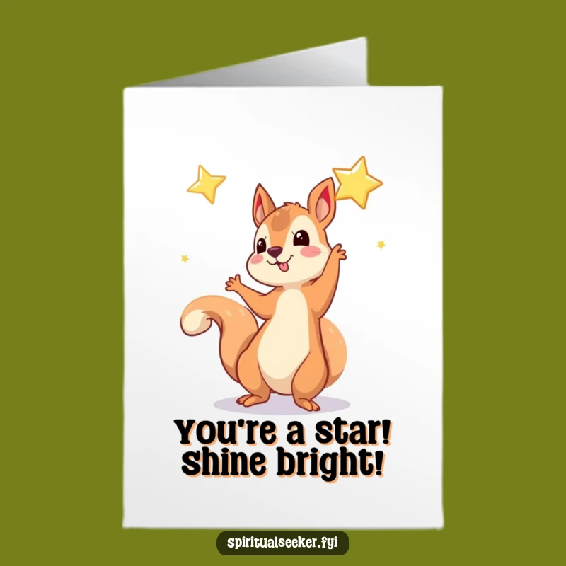 Free Printable Congrats Card: Squirrel & Star, Achiever's Downloadable