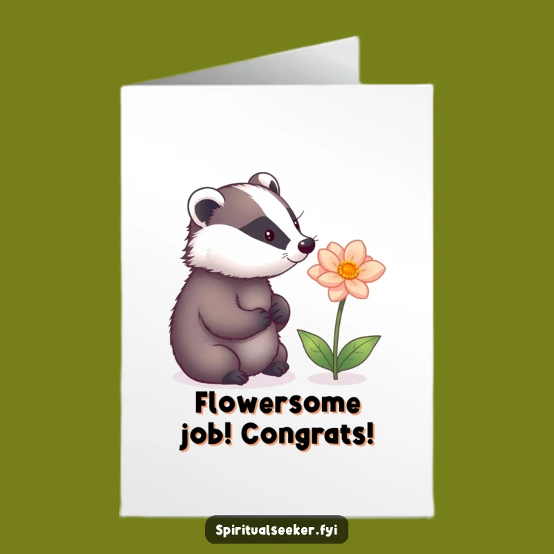 Free Printable Congrats Card: Wise Badger, Magic Flower, Funny Downloadable Gift!