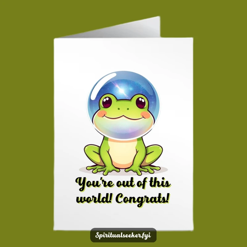 Free Printable Congrats Frog Card: Downloadable Galaxy Bubble Humor Gift