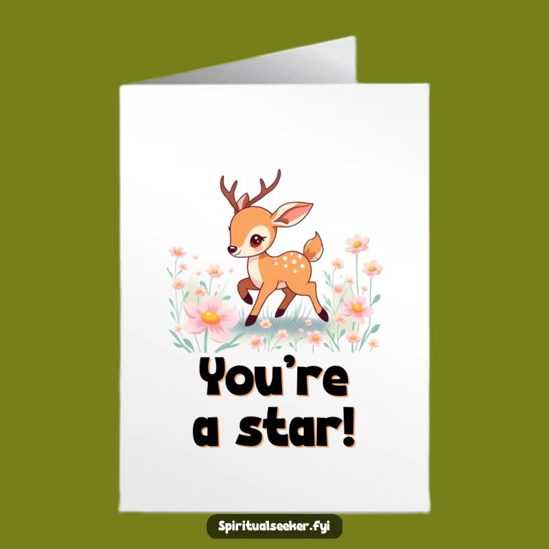 Free Printable Deer Congrats Card: Funny Prancing Deer Downloadable Gift for Celebration