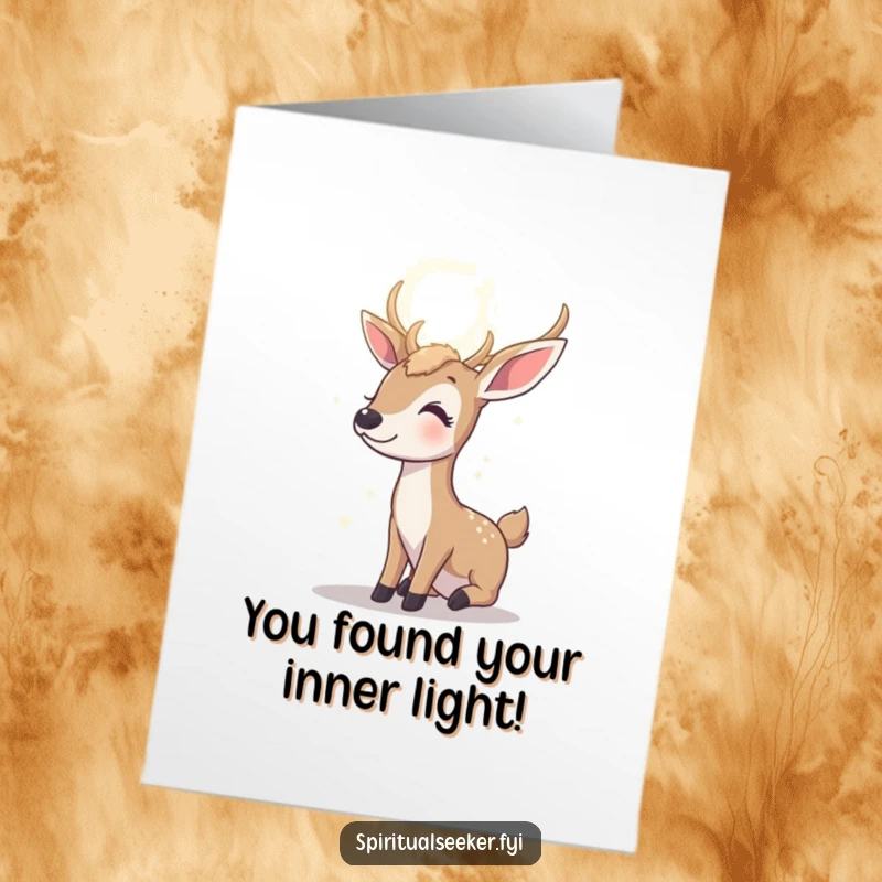 Funny Free Printable Deer Congratulations Card: A contented deer gazing at a distant light, celebrating brilliant accomplishments.