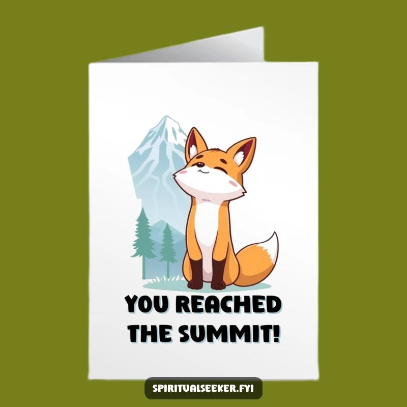 Free Printable Fox Congrats Card: Summit Stretch Humor for Downloadable Gift
