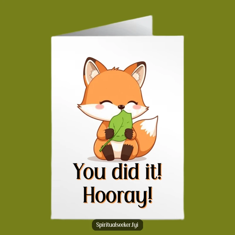 Free Printable Congrats Fox Card: Thoughtful Leaf Humor Downloadable Greeting Card