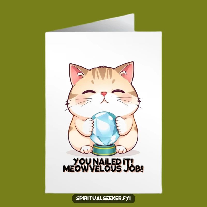 Free Printable Congrats Cat Card: Downloadable Crystal Ball Humor Gift
