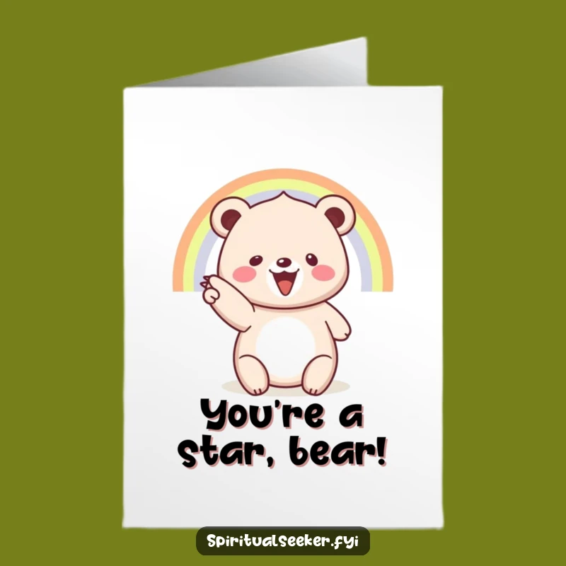 Free Printable Bear Rainbow Congrats Card: Joyful Humor Downloadable Greeting