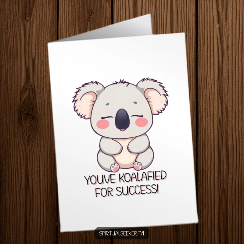 Funny Free Printable Koala Congratulations Card, a content koala conveying peaceful congratulations on a successful milestone.