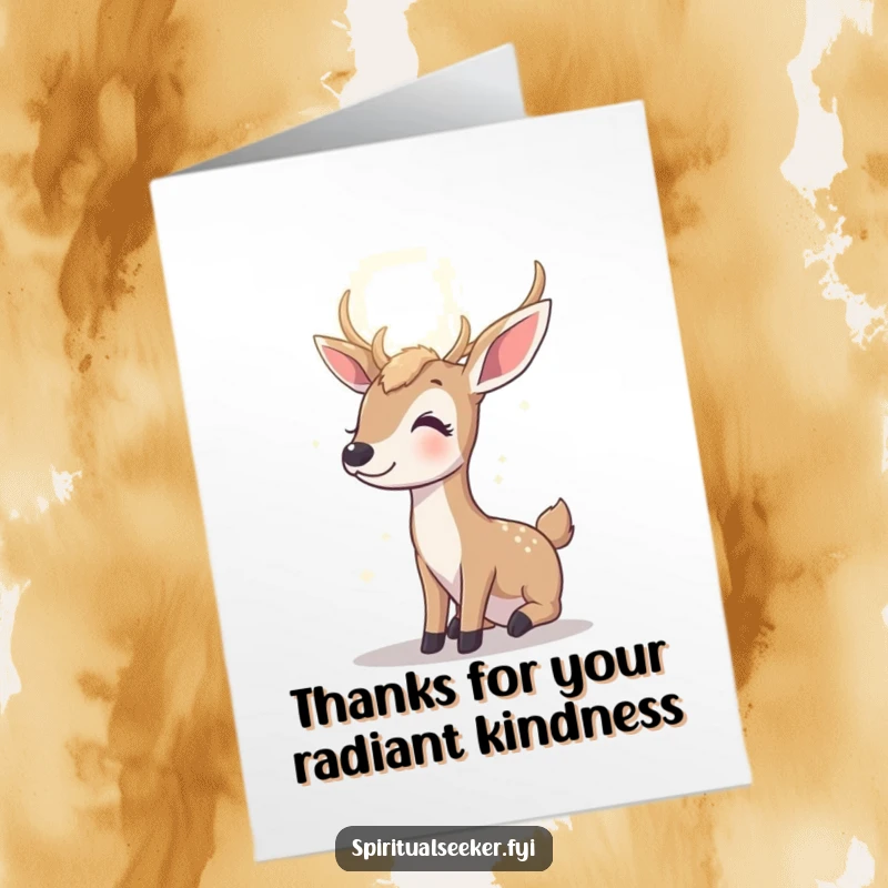Funny Free Printable Deer Thank You Card: A contented deer looking at a radiant light, sending thankful, downloadable wishes.