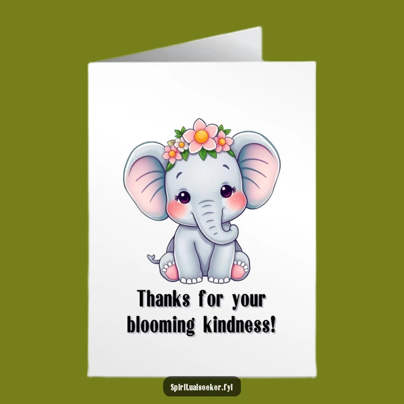 Free Printable Elephant Flower Crown Thank You Card: Downloadable Gift of Gratitude