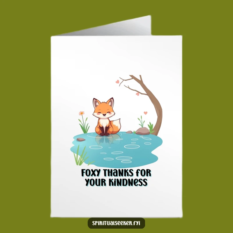Free Printable Fox Thank You Card: Serene Stream Dweller Downloadable Gift