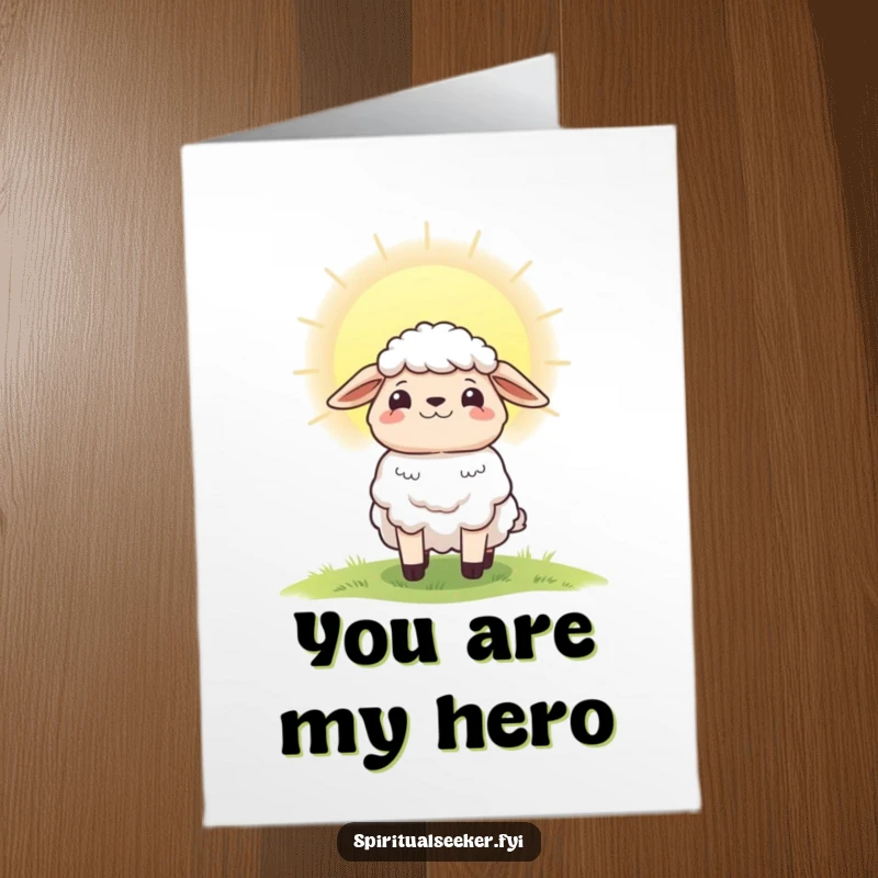 Funny Free Printable Sheep Thank You Card: Hopeful character looking at a new dawn, expressing gratitude. Downloadable.