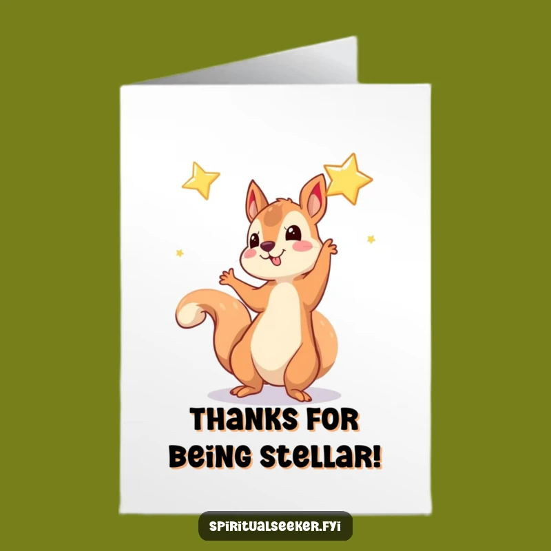 Free Printable Thank You Card: Squirrel & Star, Grateful Downloadable