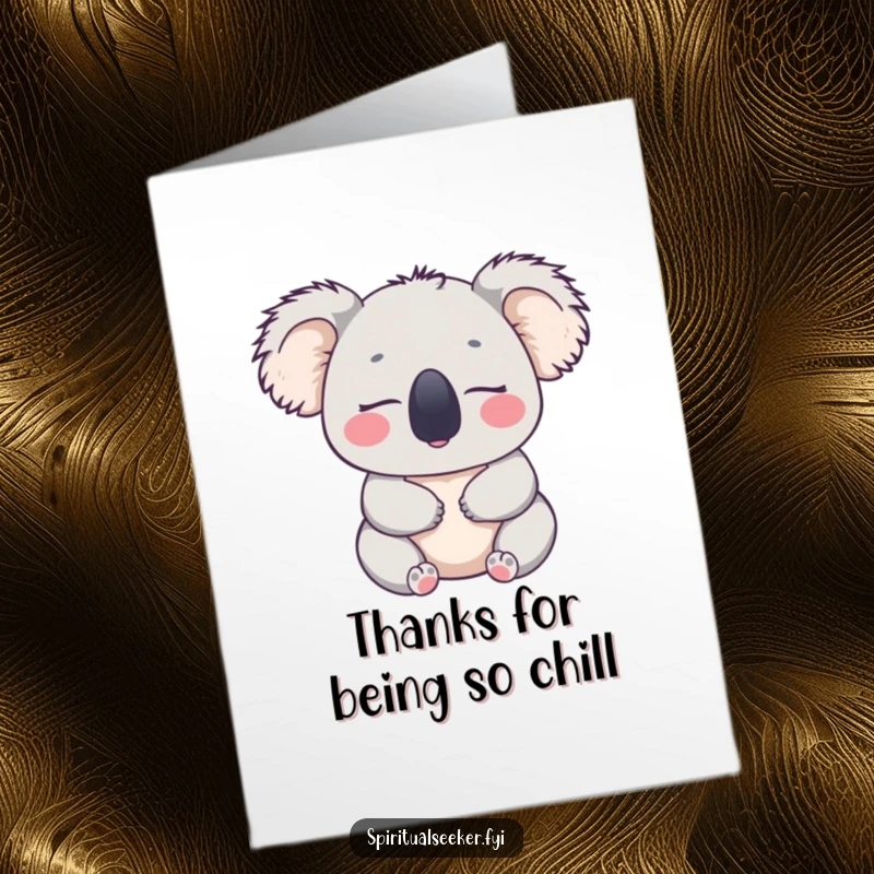 Funny Free Printable Koala Thank You Card, a blissfully content koala, offering a peaceful and heartfelt thank you.